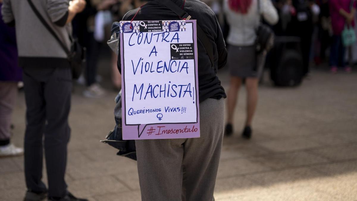 Una pancarta contra la violencia machista, en una movilización ciudadana.