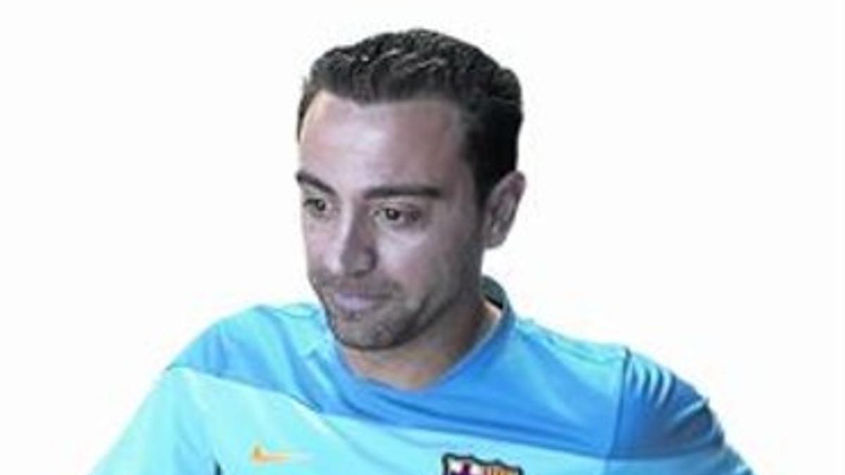 Xavi, durante un entrenamiento con el Barça.