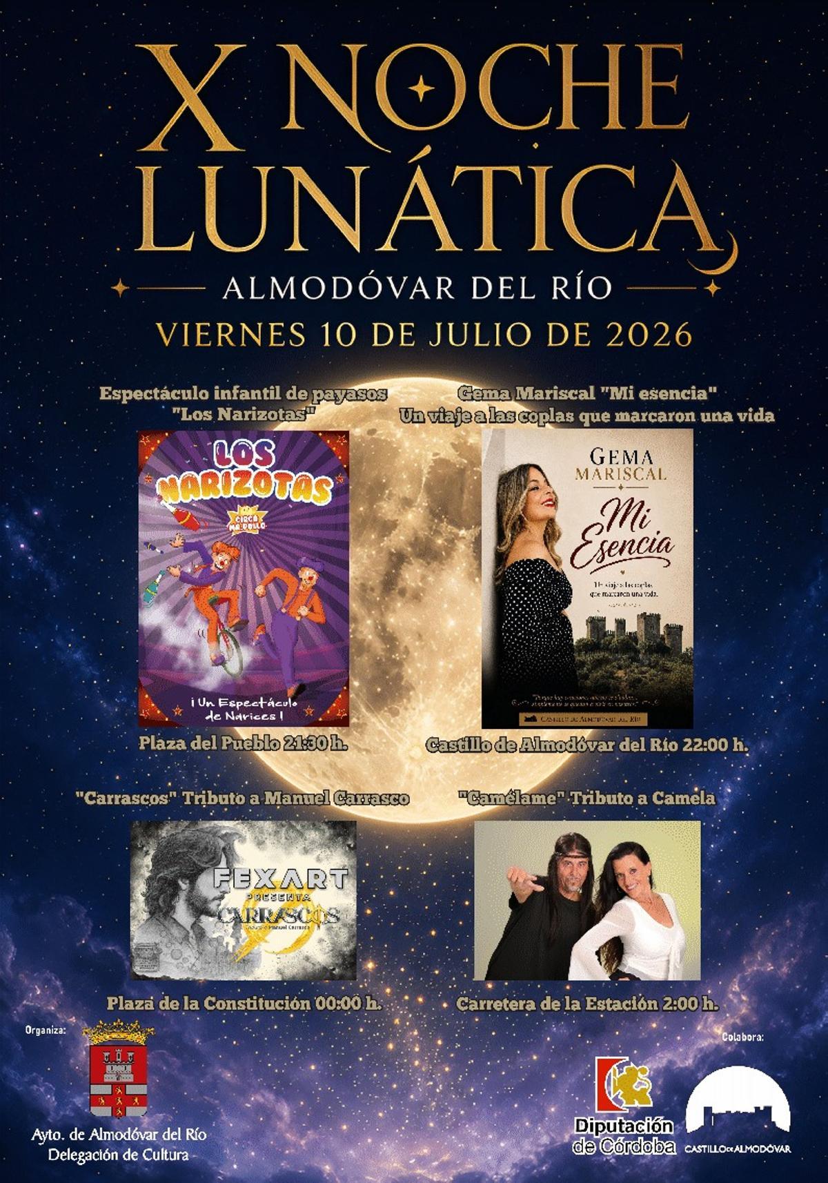 Cartel de la décima Noche Lunática de Almodóvar del Río.