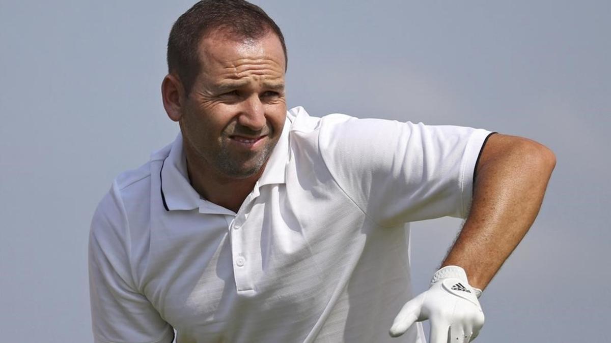 Sergio García, entrenando para el inicio del campeonato de golf en Río.