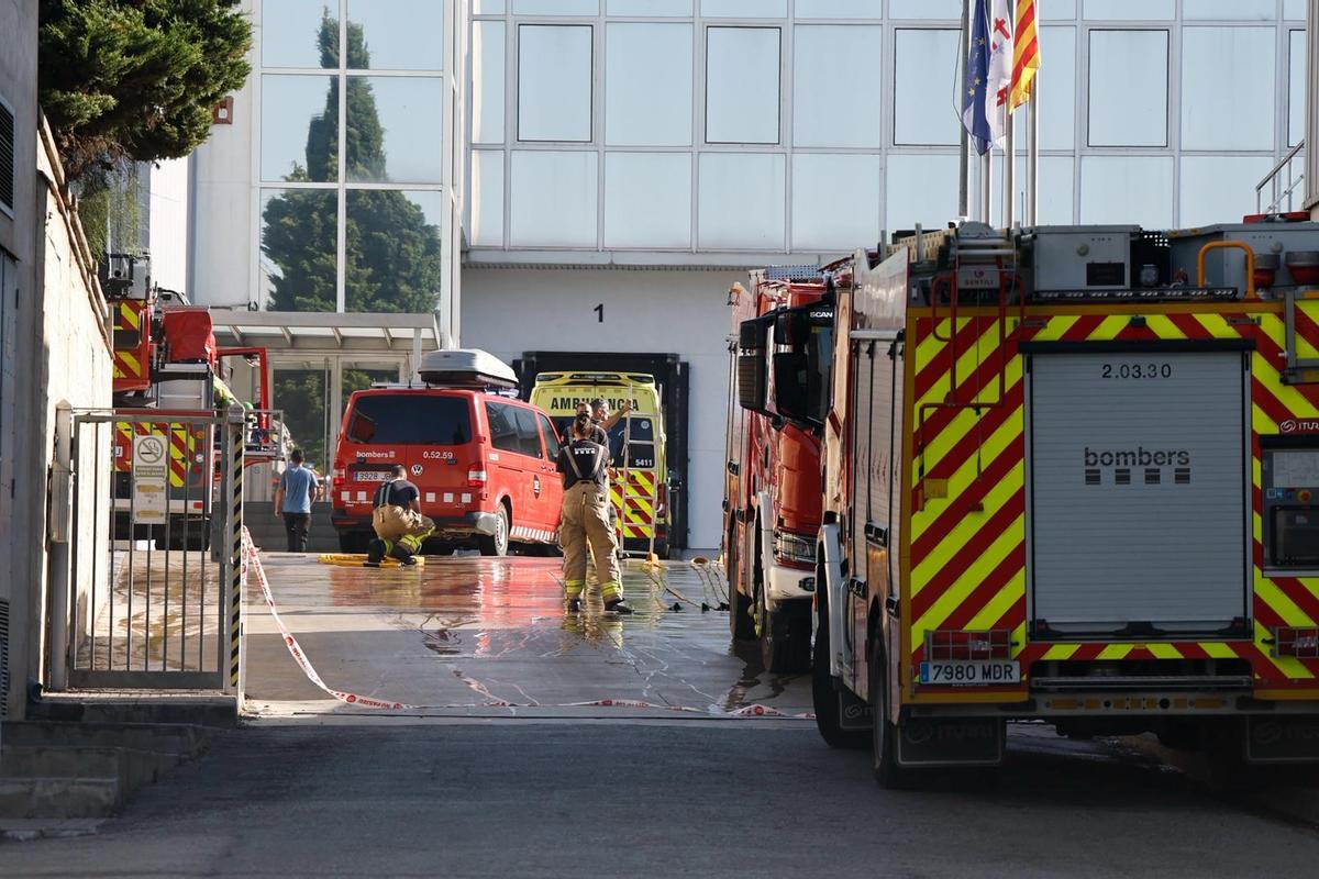 Les imatges de l'incendi en un escorxador de Riudellots