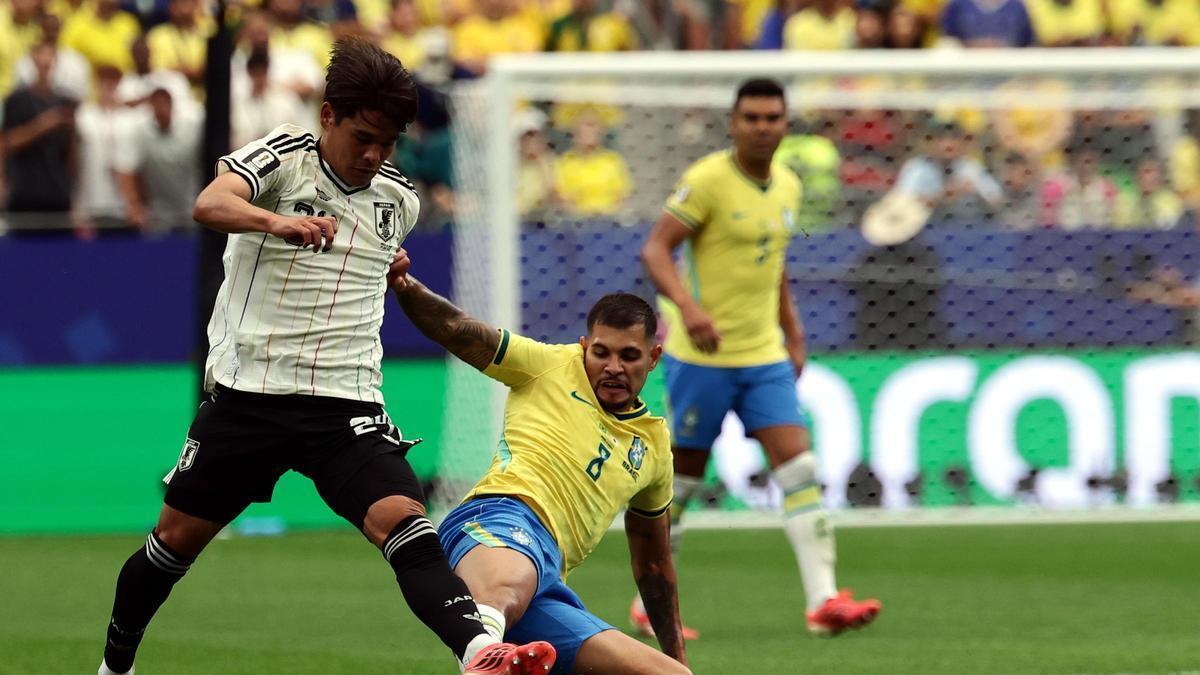 Un momento del partido entre Brasil y Japón del pasado lunes.