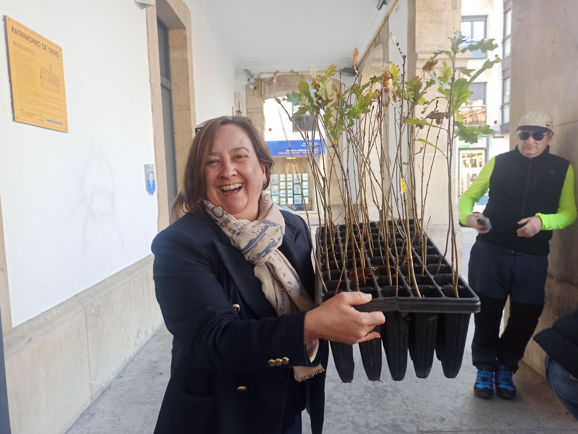 Árboles para la huerta, para cerrar una finca o para replantar en el monte en Siero: así son los usos que dan los vecinos a los plantones repartidos por el Ayuntamiento