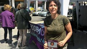 Marta Morell (Podem) durante la campaña a las elecciones municipales de 2019 en Sabadell.