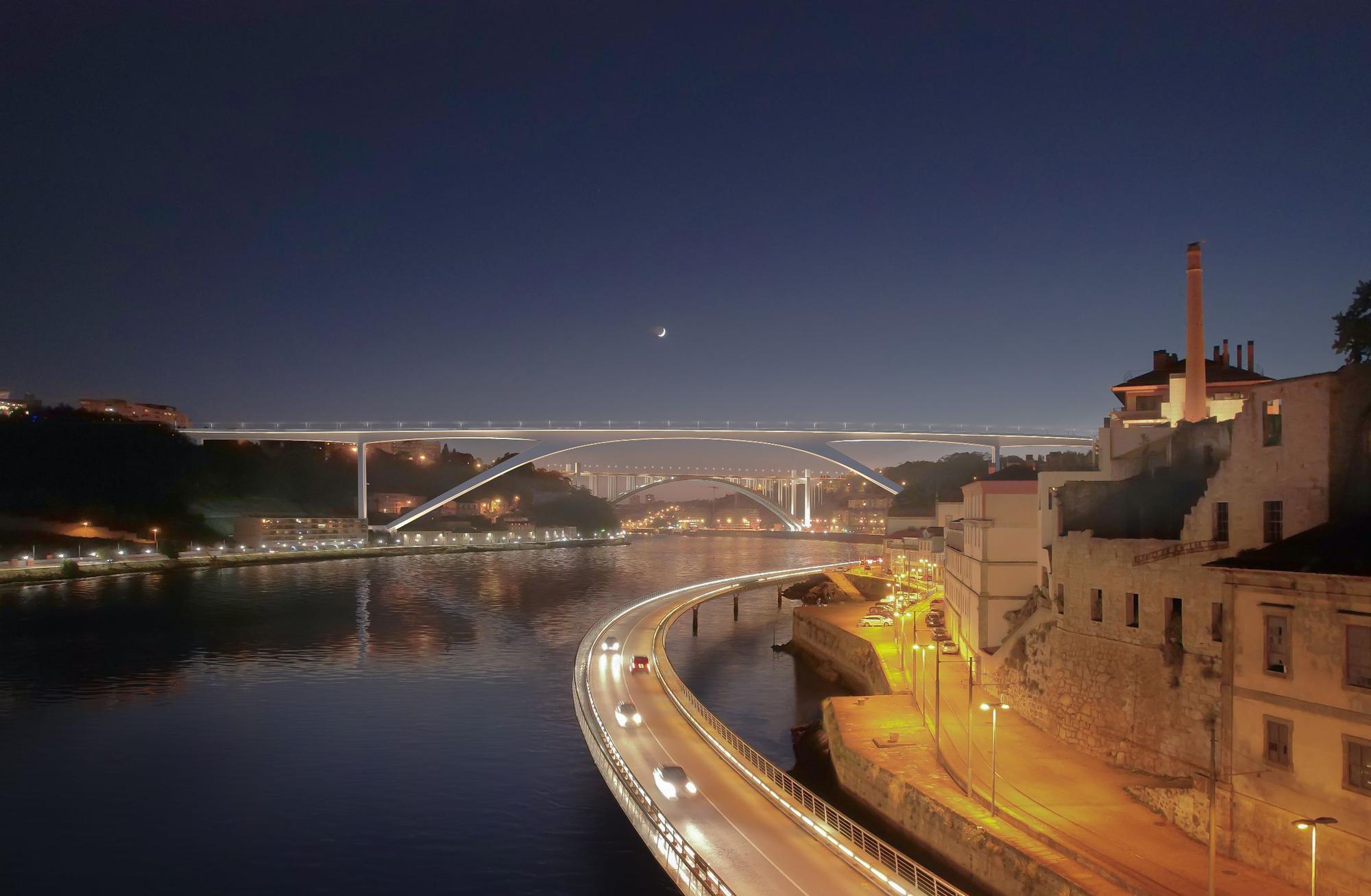 Proyecto premiado del puente sobre el río Duero en Oporto en el que colabora el estudio vigués AM2