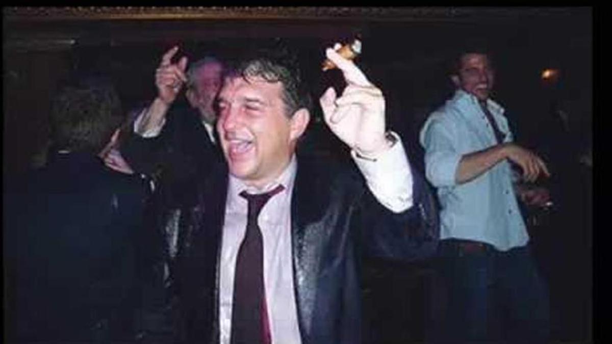 Laporta en Luz de Gas celebrando una victoria ante el Madrid.