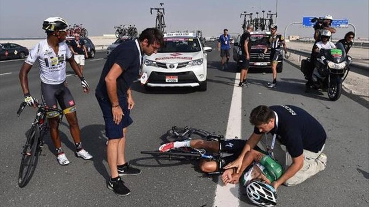 Boonen, tras su accidente en Abu Dhabi