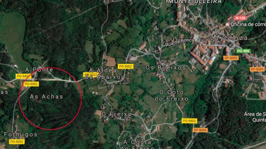 Mapa de localización de la agresión en A Cañiza // Google Maps