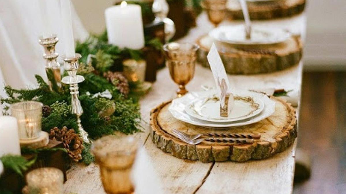 Decoración nórdica para la mesa de Navidad: estilo bosquiniano