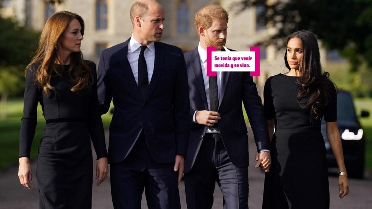 Kate Middleton, Guillermo, Harry y Meghan Markle se juntan para ver las flores de Isabel II