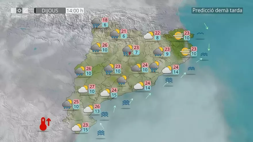 Dijous d'ambient més càlid i ruixats a punts de l'interior