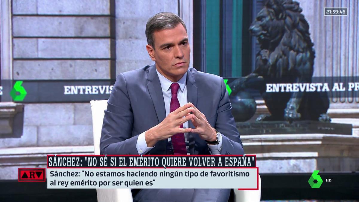 El presidente del Gobierno, Pedro Sánchez, en la entrevista en La Sexta.