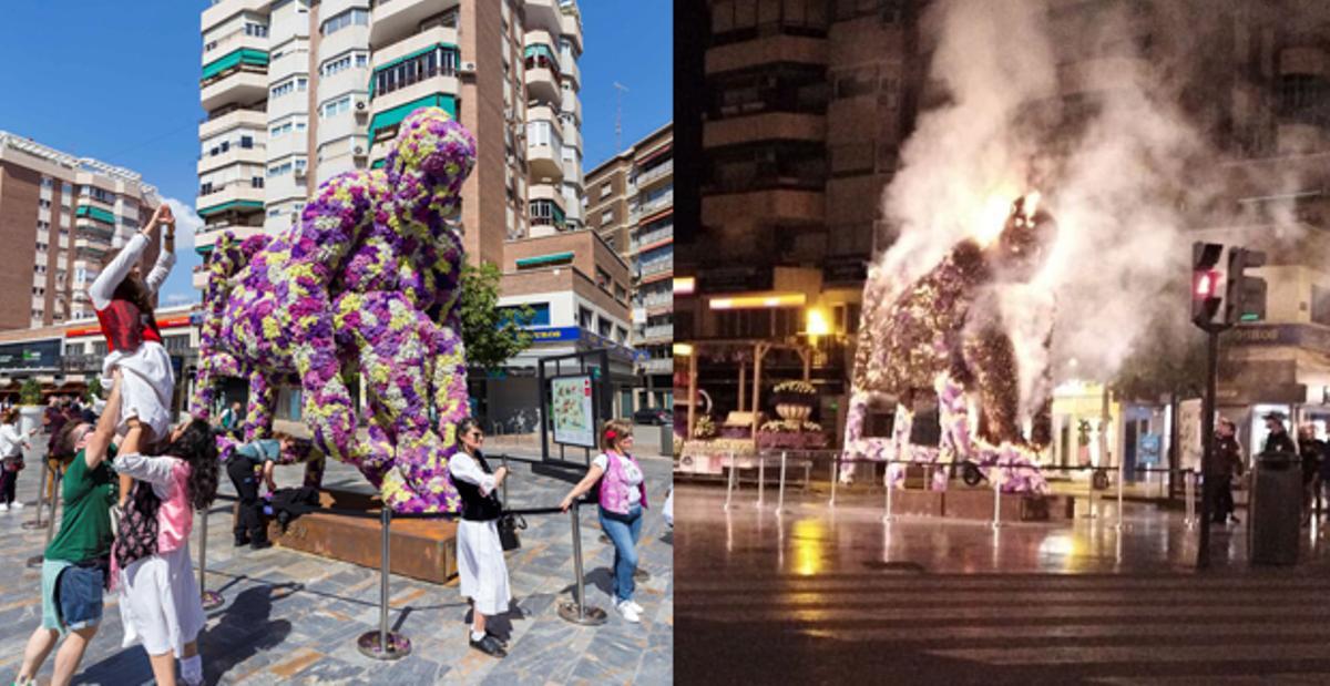 Queman la escultura gigante de Campillo en Murcia
