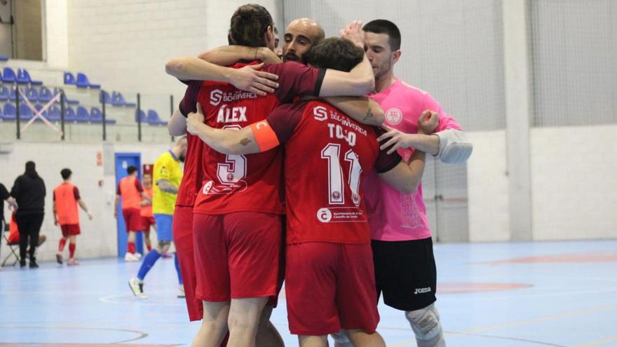 Los jugadores del 5 Coruña celebran un gol esta temporada.
