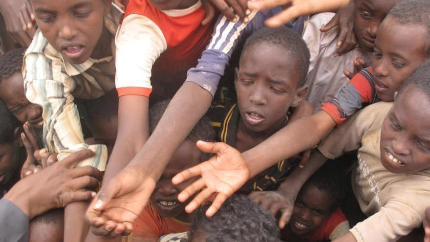 Niños en un campo de refugiados de Somalia.