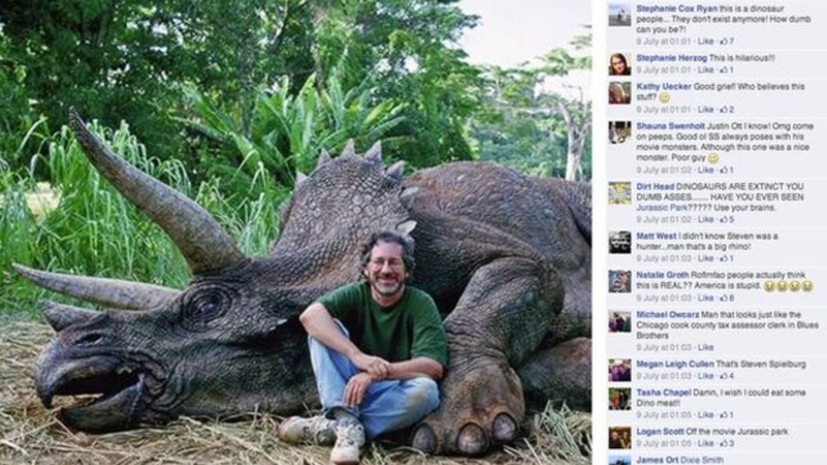 Steven Spielberg cazando dinosaurios