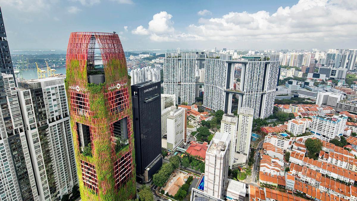 Vista del Oasia Hotel Dowton, en Singapur