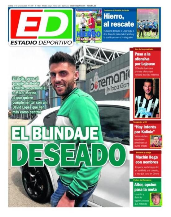 Portada STADIO DEPORTIVO jueves 14 de junio 2018