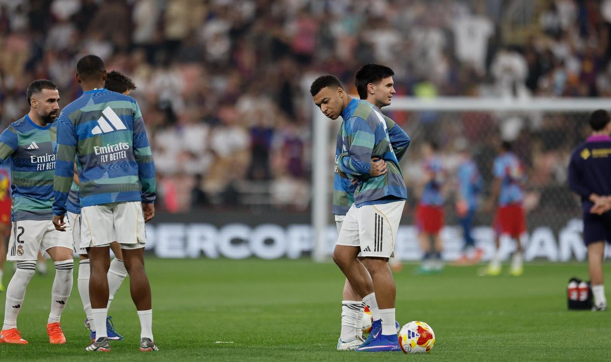 Mbappé, en el calentamiento