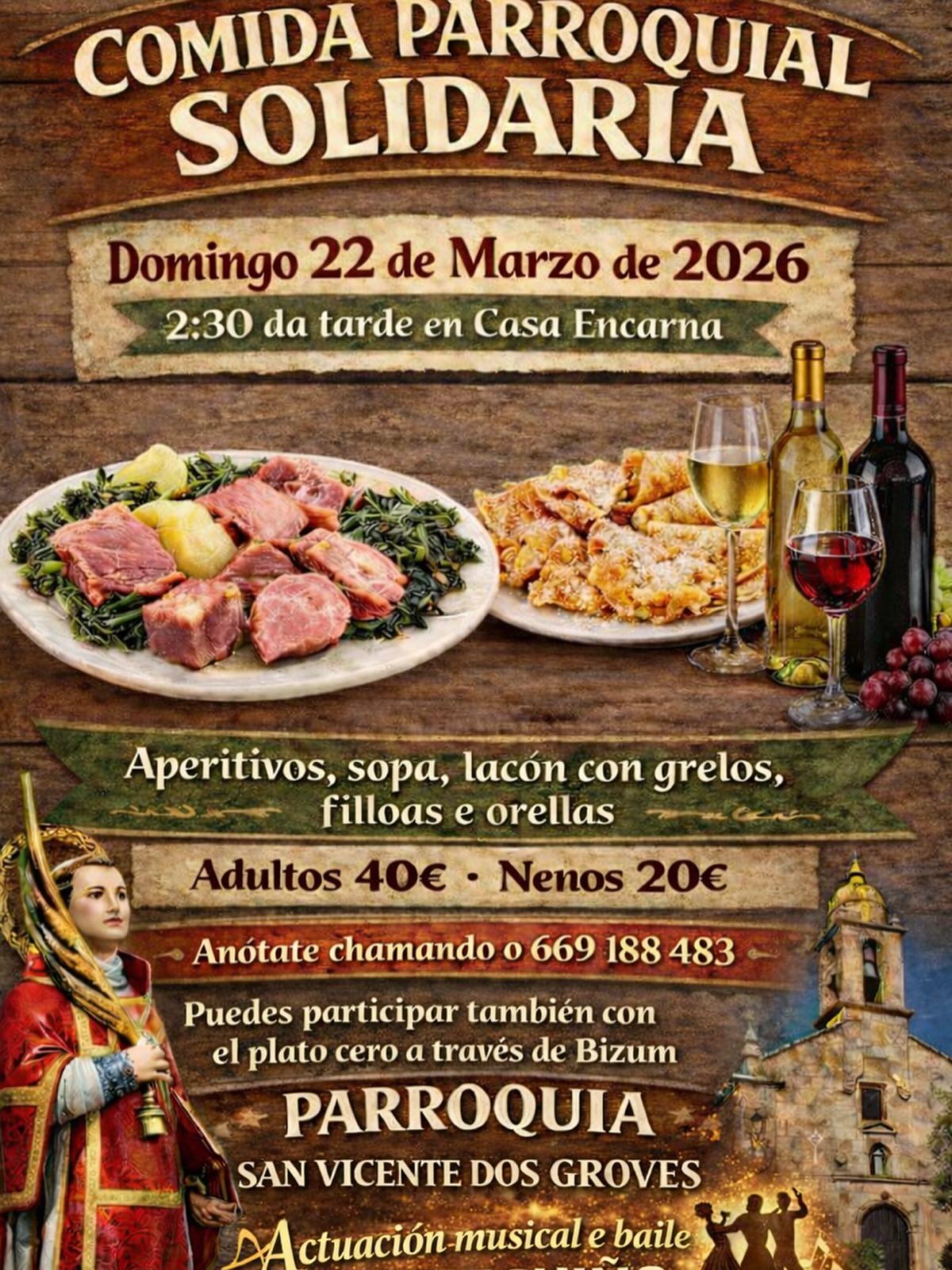 El cartel del almuerzo parroquial.