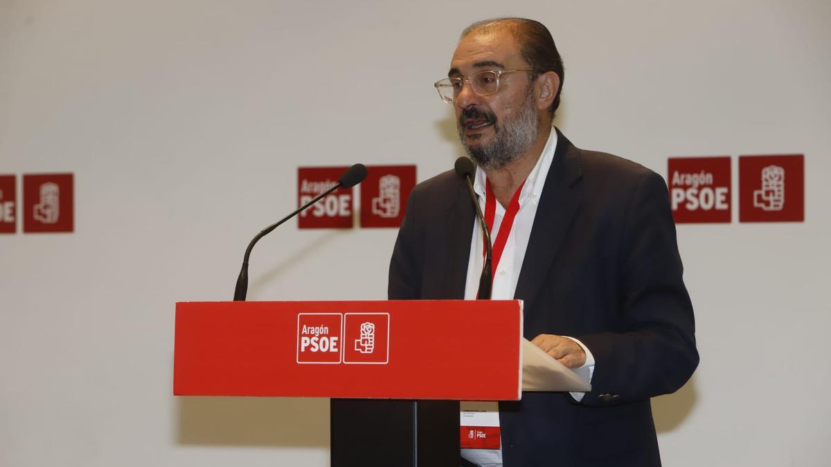 Javier Lambán, durante su intervención en el Comité Regional del PSOE.