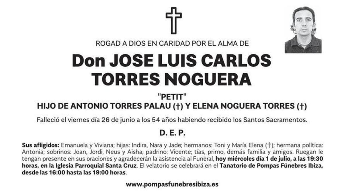 Esquela Jose Luis Carlos Torres Noguera
