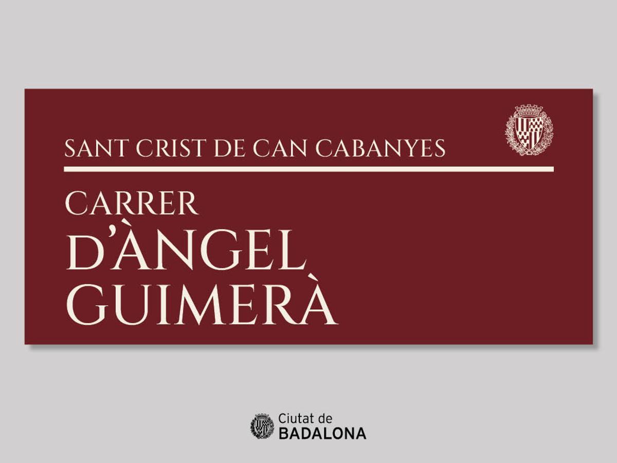 Ejemplo de una de las placas que se colocarán en las principales vías de la ciudad de Badalona