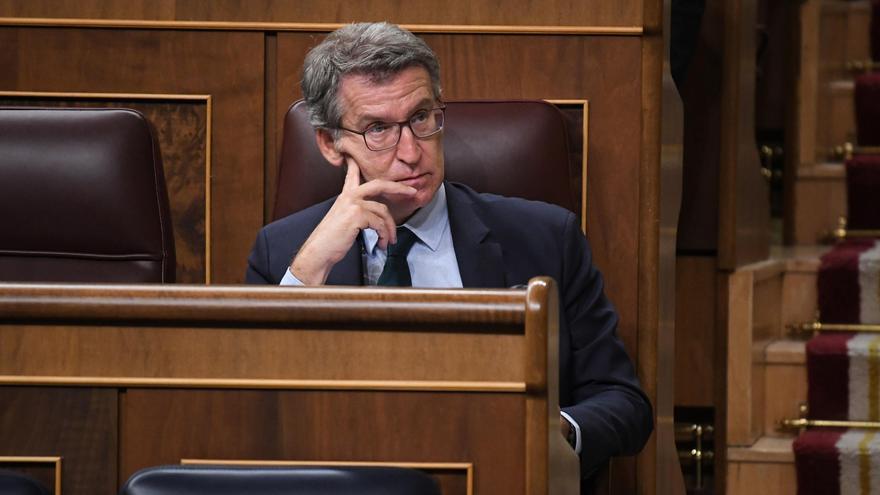 El presidente del Partido Popular, Alberto Núñez Feijóo, durante una sesión plenaria extraordinaria, en el Congreso de los Diputados.