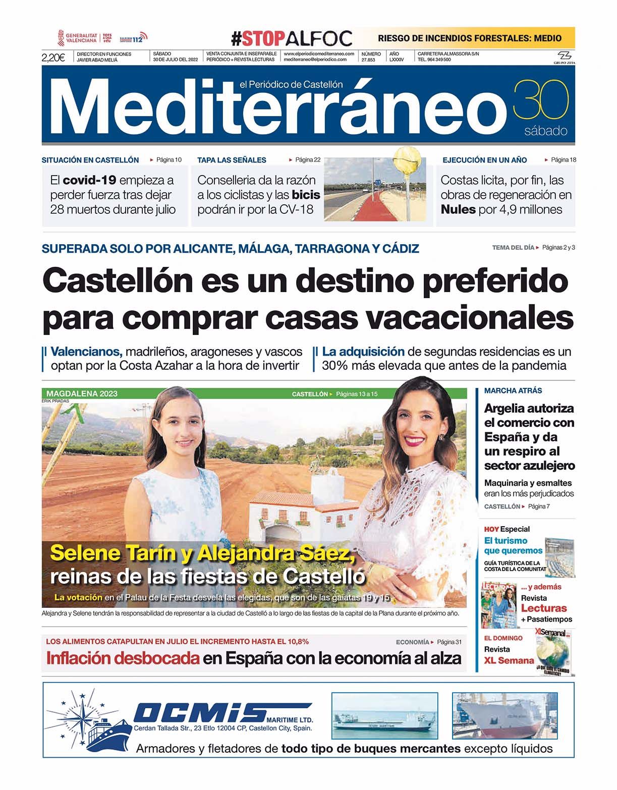 Así fue el 2022 en Castellón: Las portadas de 'Mediterráneo'
