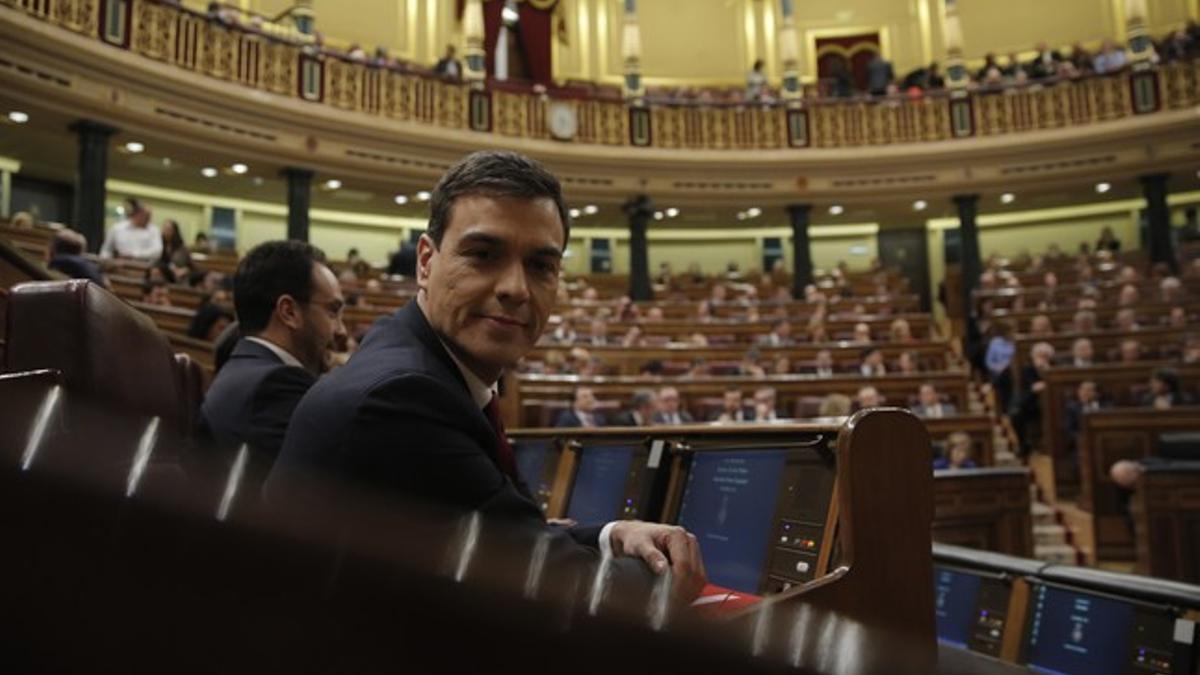 Pedro Sánchez, durante el debate de investidura.