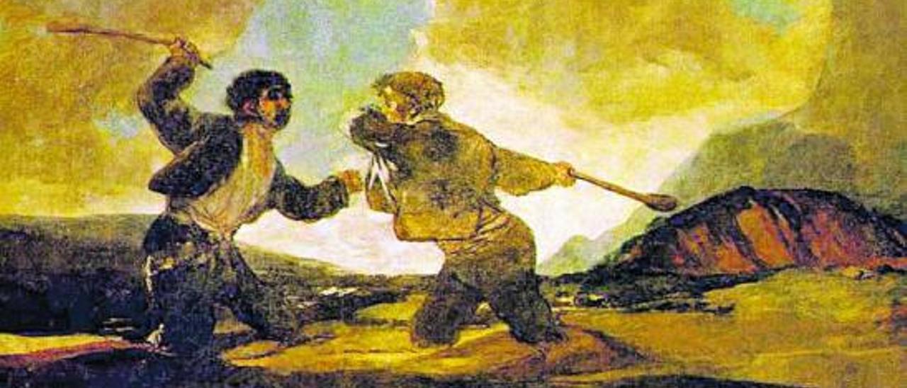 ‘Duelo a garrotazos’ o ‘La riña’, una de las ‘Pinturas negras’ de Goya (1920-1923).