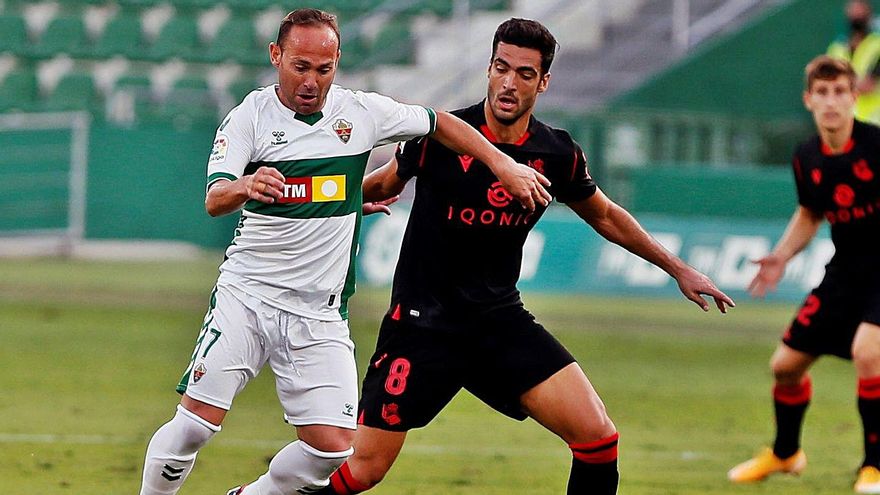 Nino, durante el encuentro de esta temporada frente a la Real Sociedad |