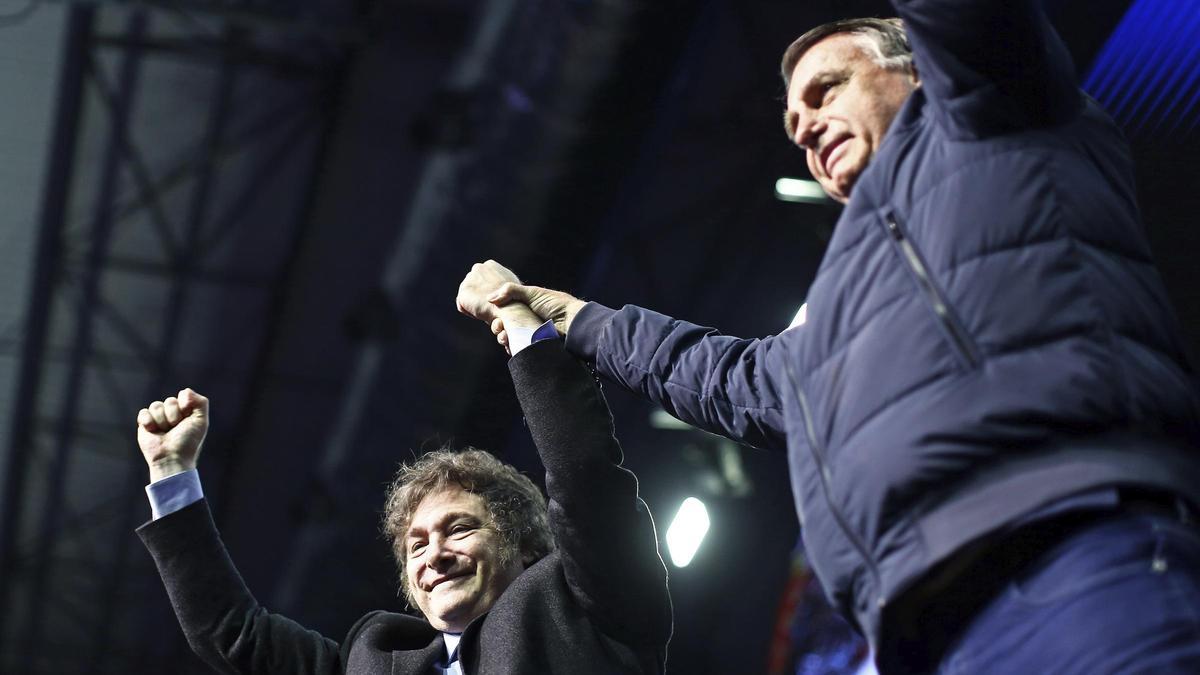 Javier Milei y Jair Bolsonaro, el pasado 7 de julio durante la Conferencia de Acción Política Conservadora en Camboriu, Brasil.