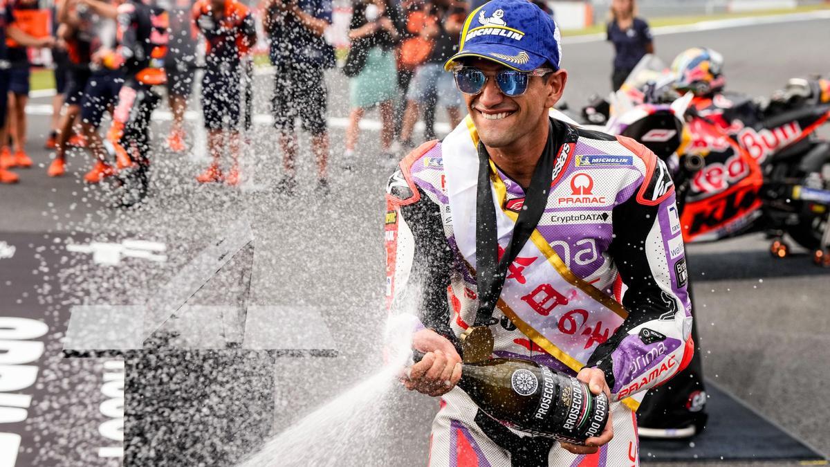 Jorge Martín celebra su victoria de hoy en Motegi (Japón).