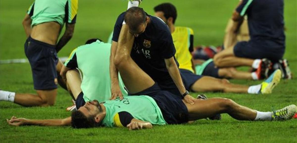 Piqué, durant l’entrenament a l’estadi Bukit Jalil. Piqué, durant l’entrenament a l’estadi Bukit Jalil.