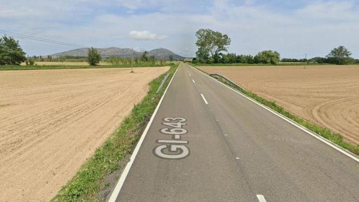 El punt de la GI-643 on es va produir l'accident mortal de Serra de Daró.