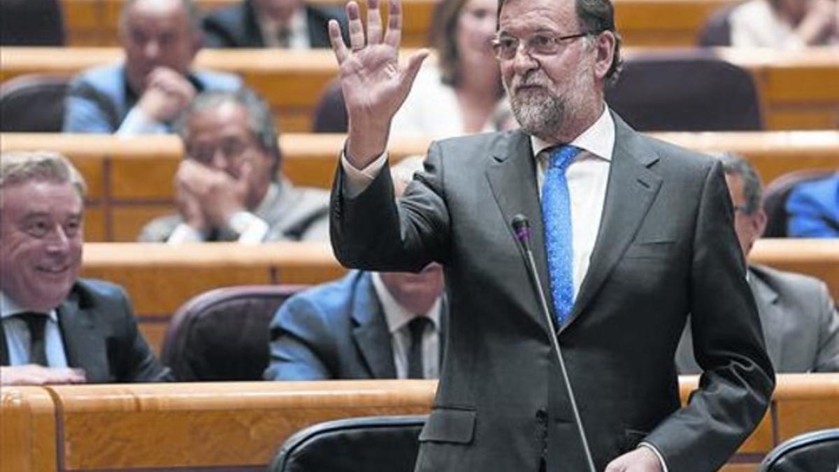 El presidente del Gobierno, Mariano Rajoy, ayer, en el Senado.