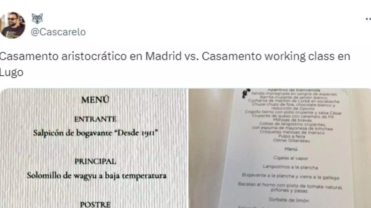 La comparativa del menú de la boda de Almeida con el de una boda gallega que arrasa en redes: "Galicia calidade e cantidade"