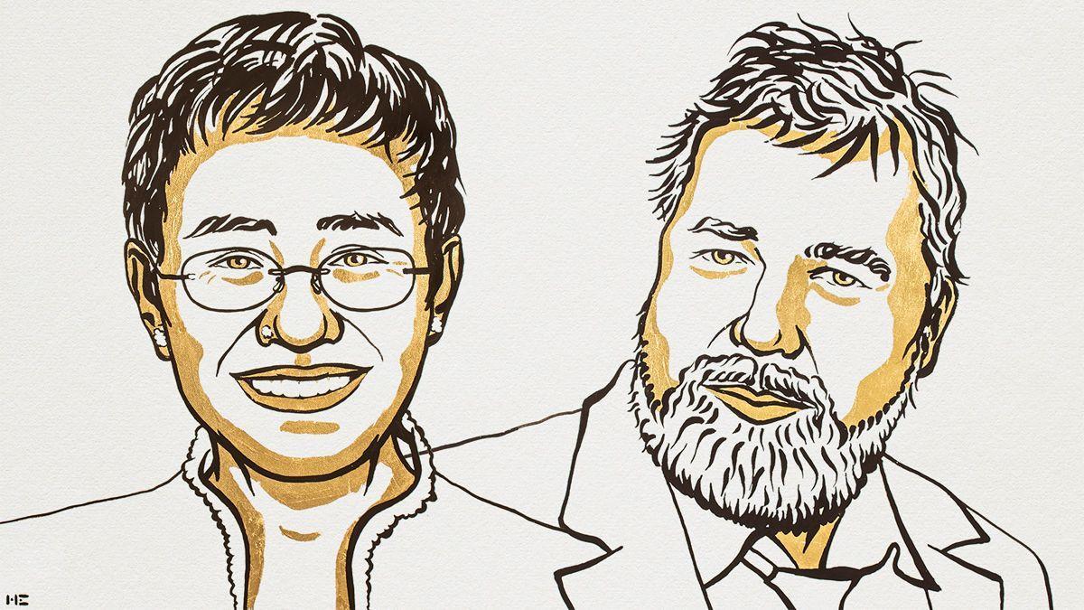 Los periodistas Maria Ressa y Dmitry Muratov, comparten el Premio Nobel de la Paz por su defensa de la libertad de expresión.