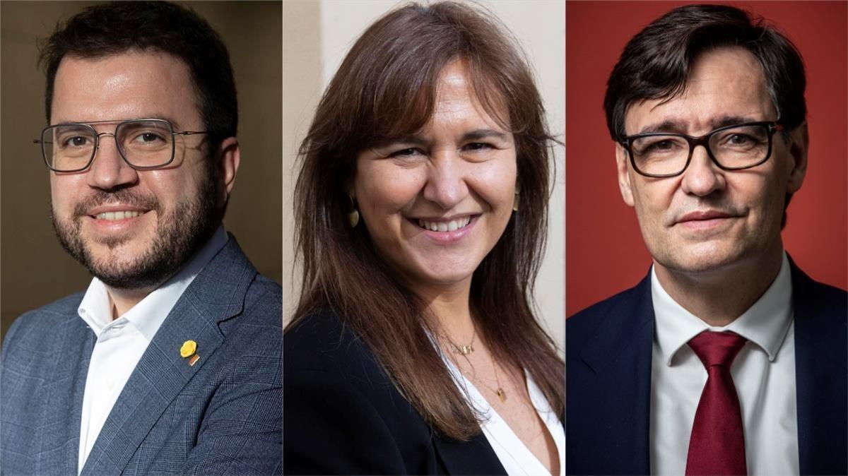 Pere Aragonés, Laura Borràs y Salvador Illa. Pere Aragonés, Laura Borràs y Salvador Illa.