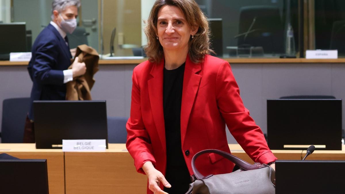 La vicepresidenta y ministra para la Transición Ecológica, Teresa Ribera, durante su participación en el Consejo de Ministros de Medio Ambiente de la Unión Europea la semana pasada.