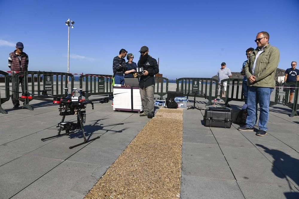 Las Canteras, a vista de dron.