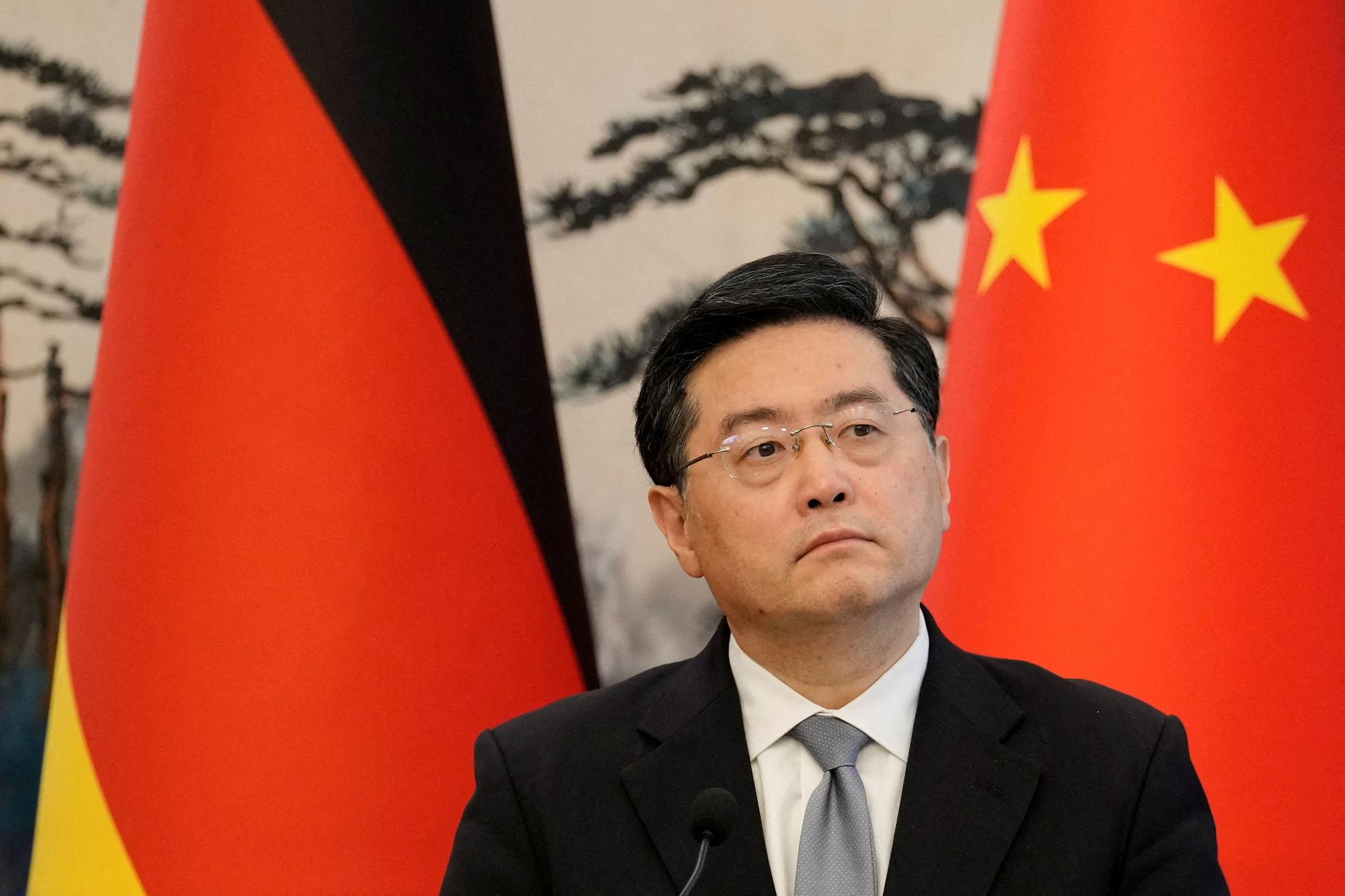 El ministro de Exteriores de China, Qin Gang, durante una rueda de prensa en Pekín el pasado 14 de abril.