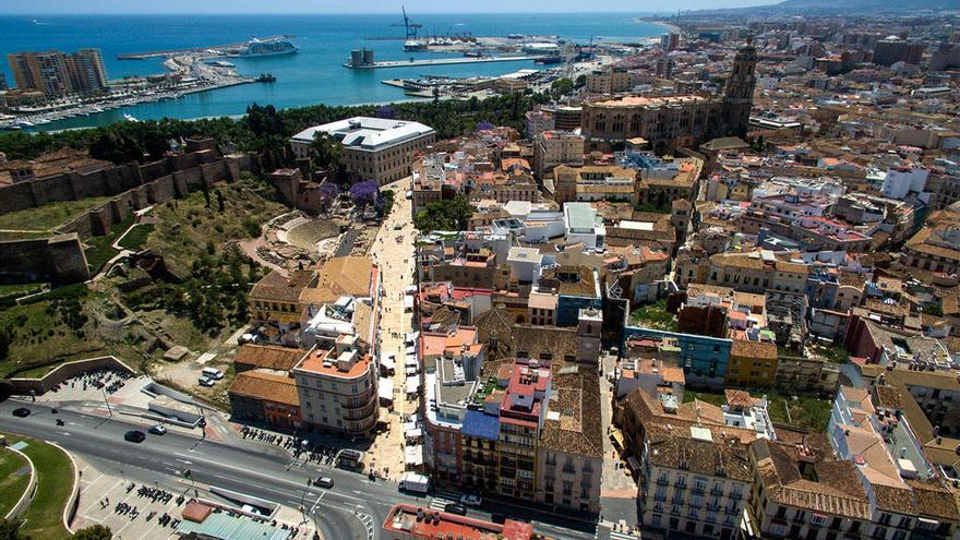 Una vista aérea de Málaga.