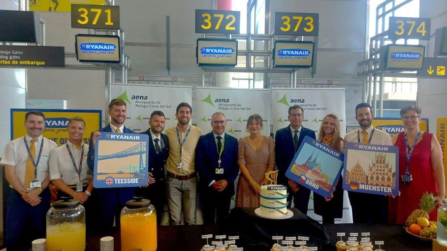 Ryanair inaugura tres nuevas rutas a Brno, Münster y Teesside desde Málaga para este verano