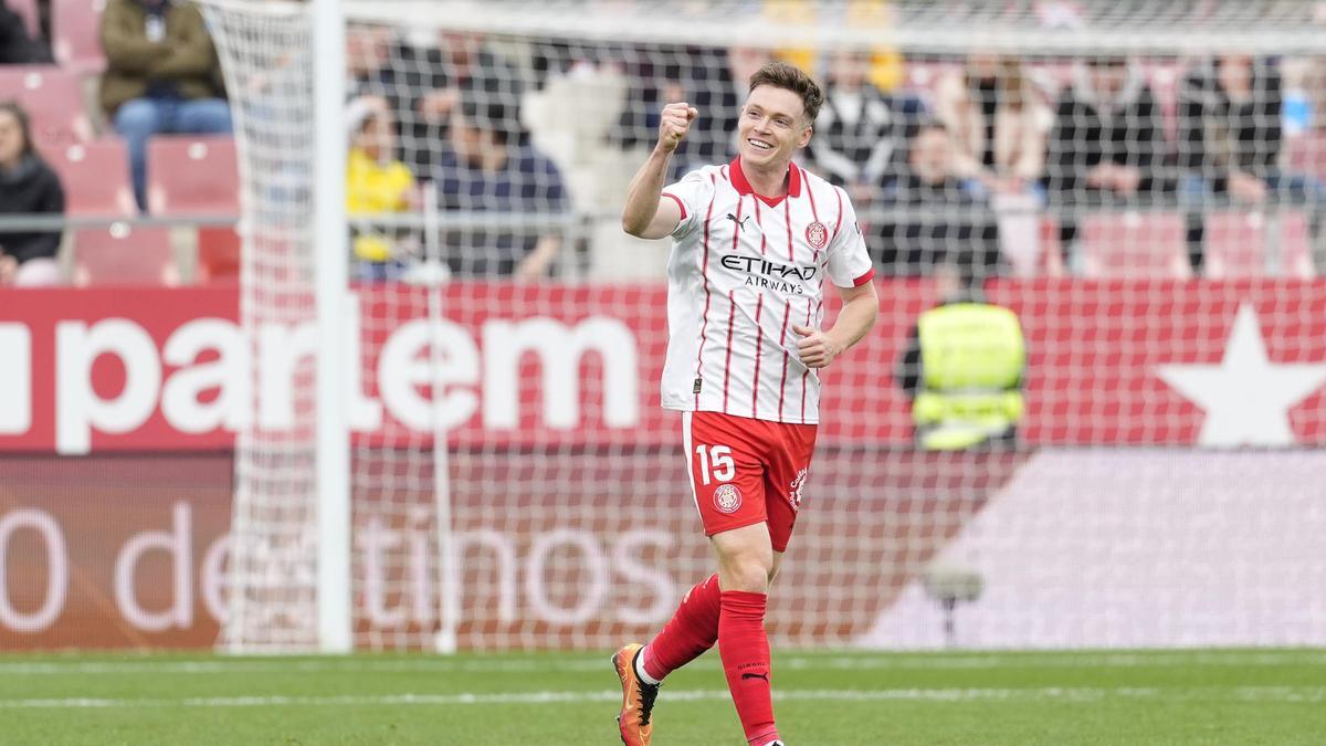 Tsygankov celebra el gol del triunfo del Girona frente al Alavés en Montilivi.