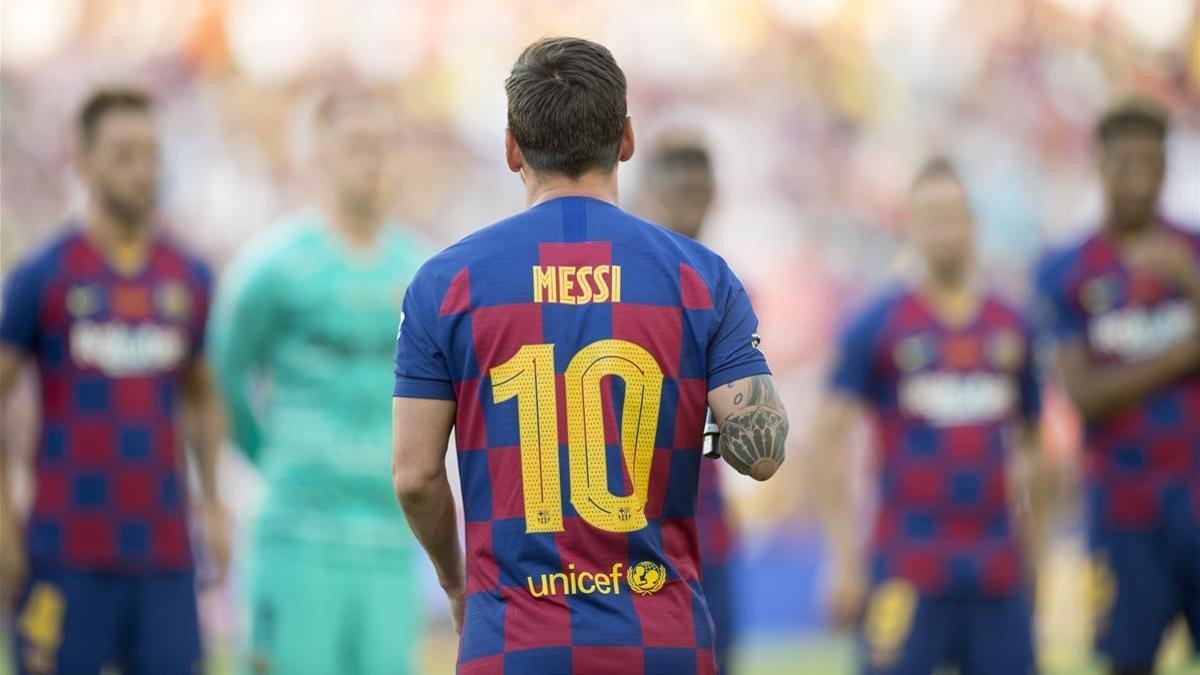 Messi, en el trofeo Joan Gamper en el Camp Nou.