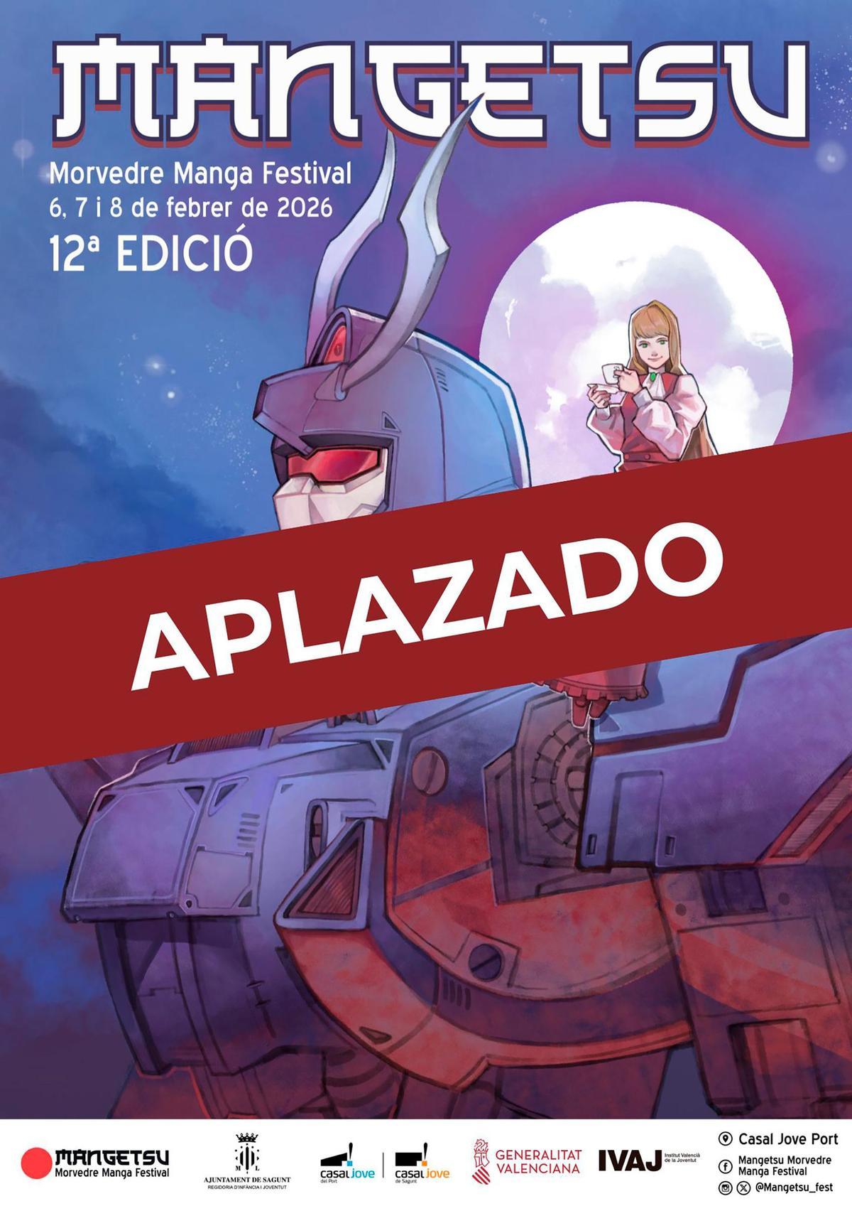 Cartel de aplazado el evento.