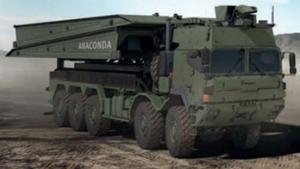 Un vehicle amb el sistema llançaponts Anaconda acoblat. | RHEINMETALL