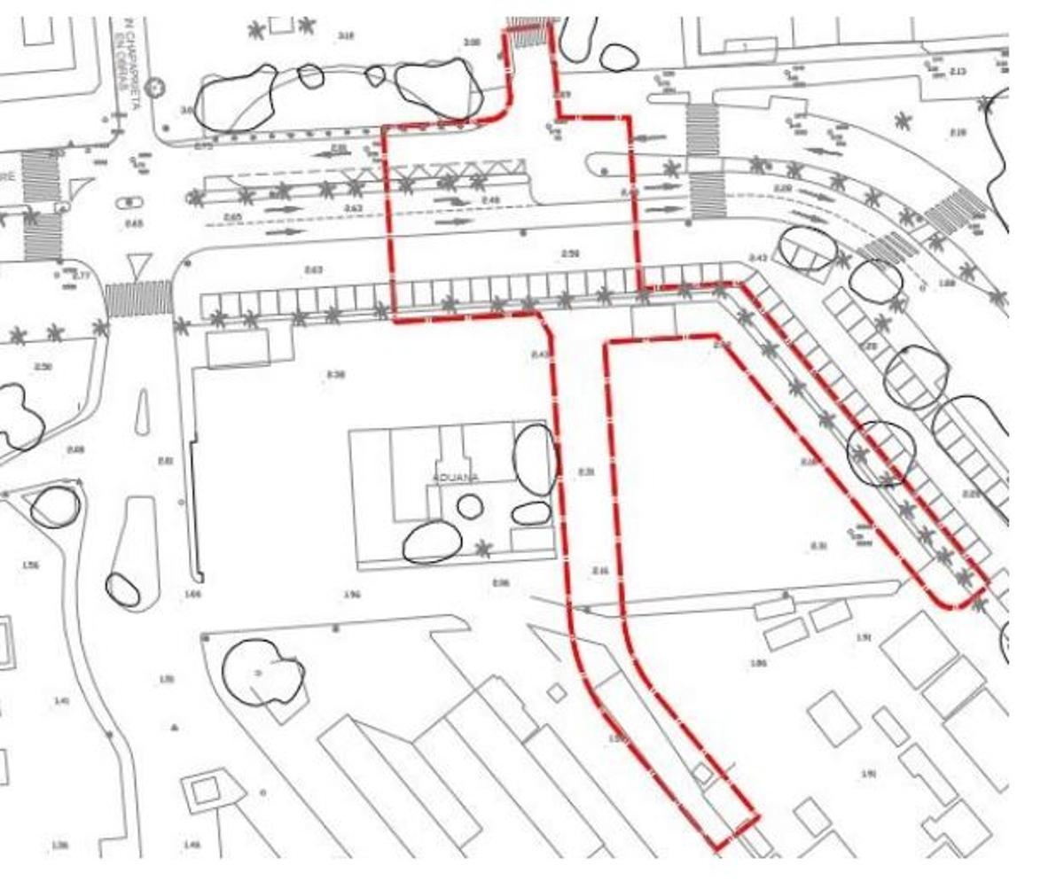 Superficie necesaria para diseñar los accesos provisionales al aparcamiento subterráneo de la zona de ocio